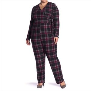 Planet Gold (PLUS) Plaid Jumpsuit